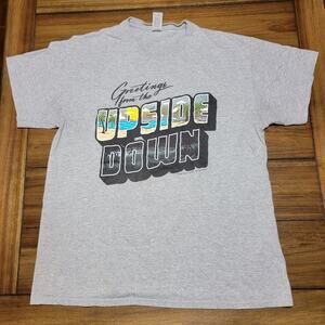 Stranger Things Unisex Tee (Gildan) "Greetings From The Upside Down"- Size Large